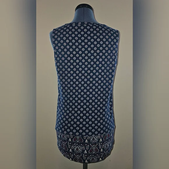 LUCKY BRAND Navy Blue Flowy Pattern Tank Top - Picture 4 of 9